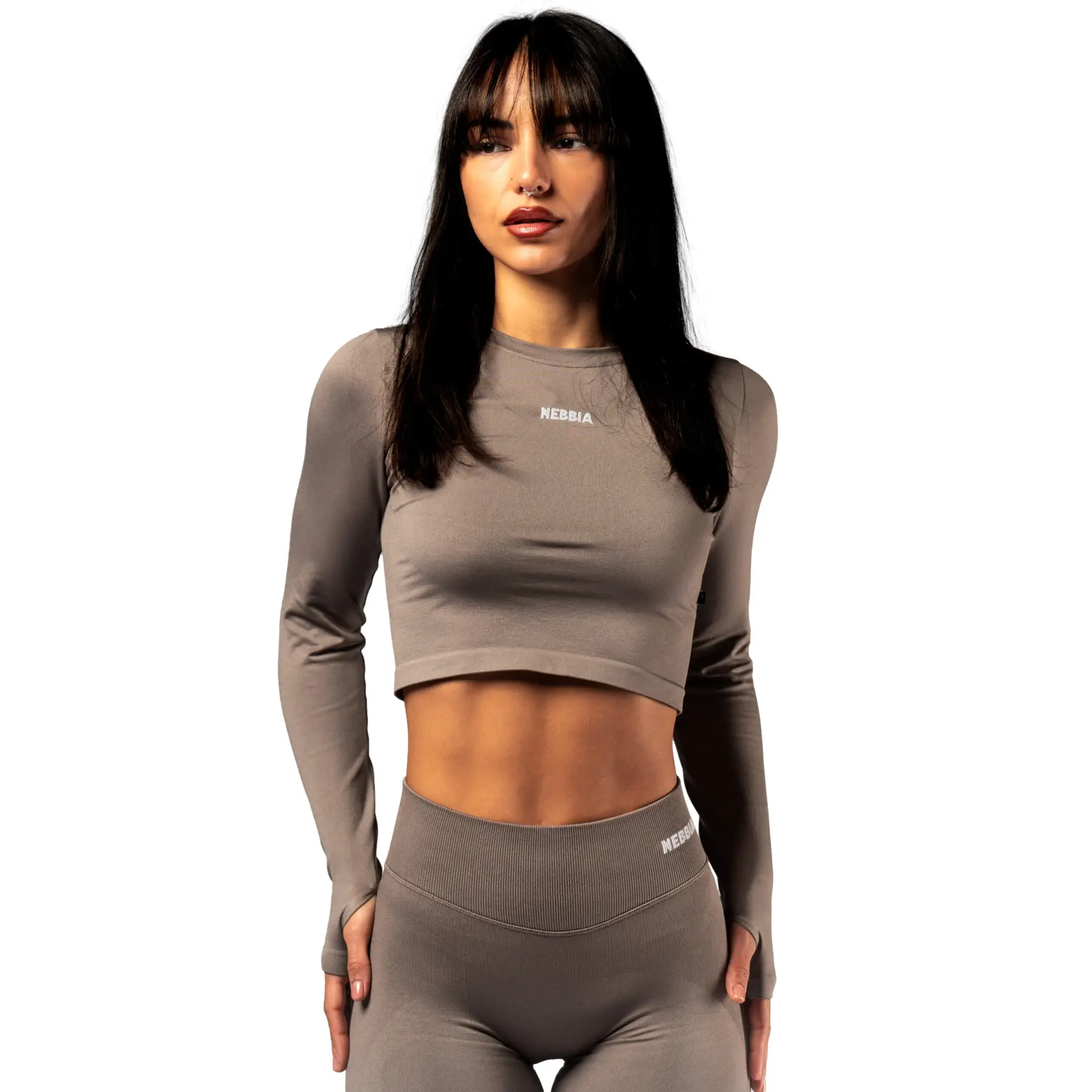 Women's long-sleeve T-shirt Nebbia Power Crop Top