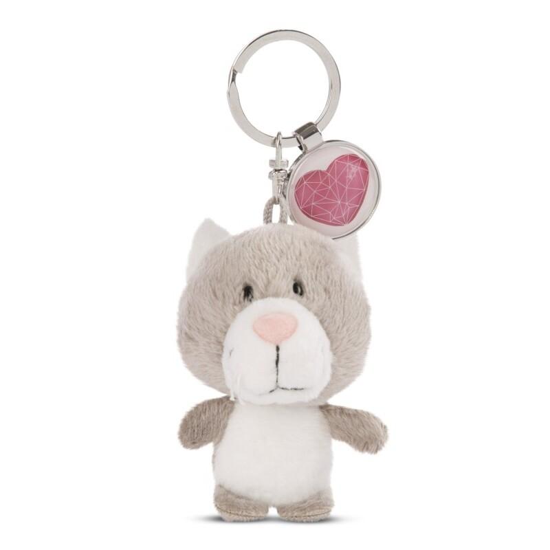 4012390475319 - NICI Messenger Katze Schlüsselanhänger mit Anhänger Herz Symbol Schlüssel Anhänger Glücksbringer 7 cm 47531
