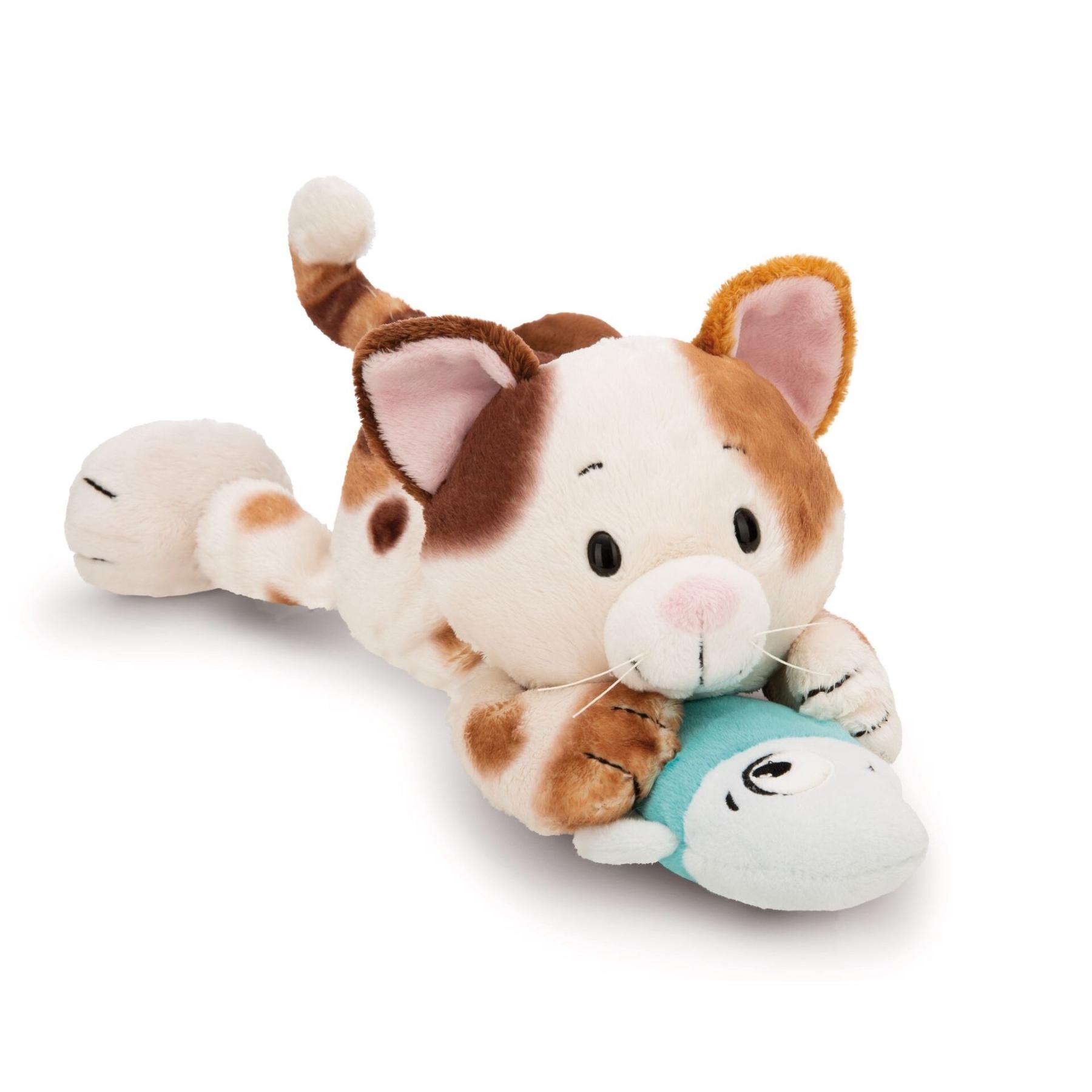 4012390621518 - liegender Katzenplüsch mit Fisch Calico