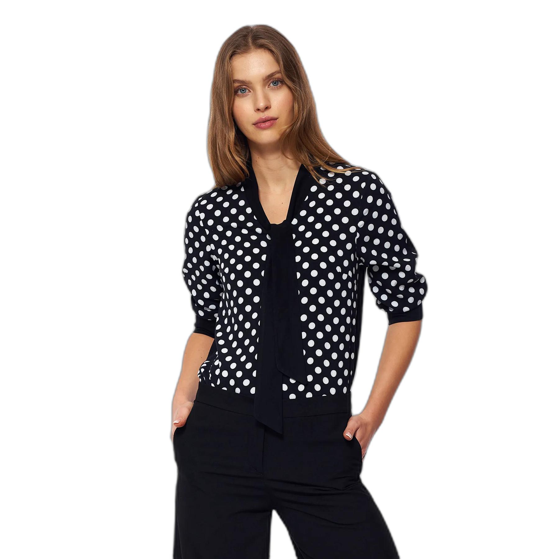 Blusa sottile a pois bianchi donna