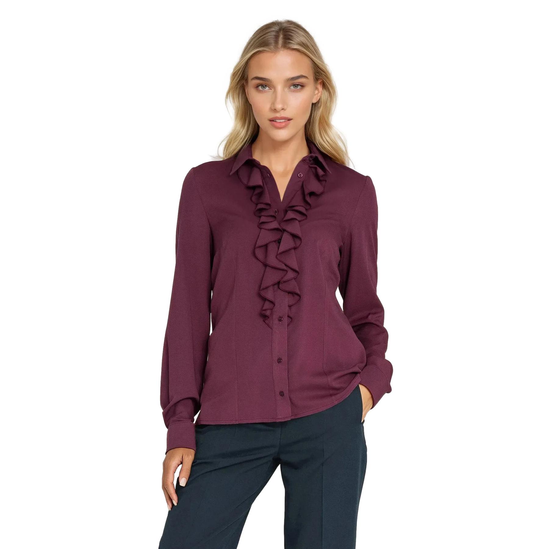 Blusa in viscosa con volant da donna