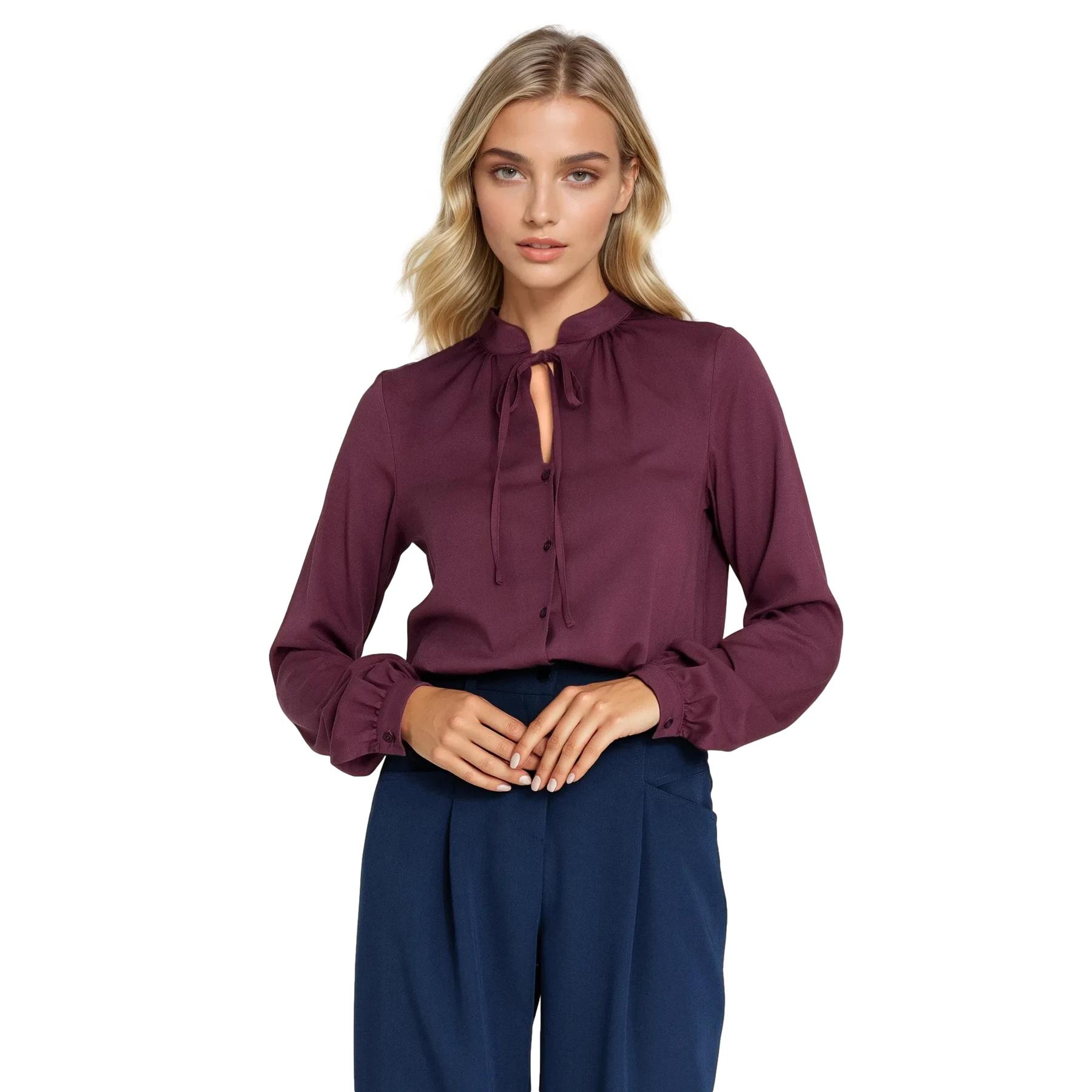 Blusa con legaccio al collo donna