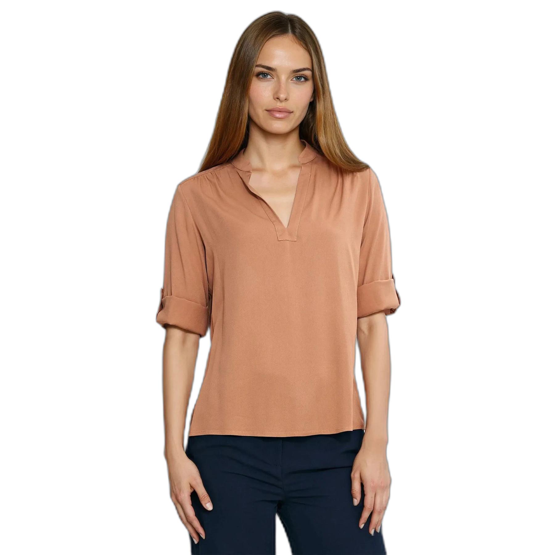 Blusa a maniche arrotolate donna