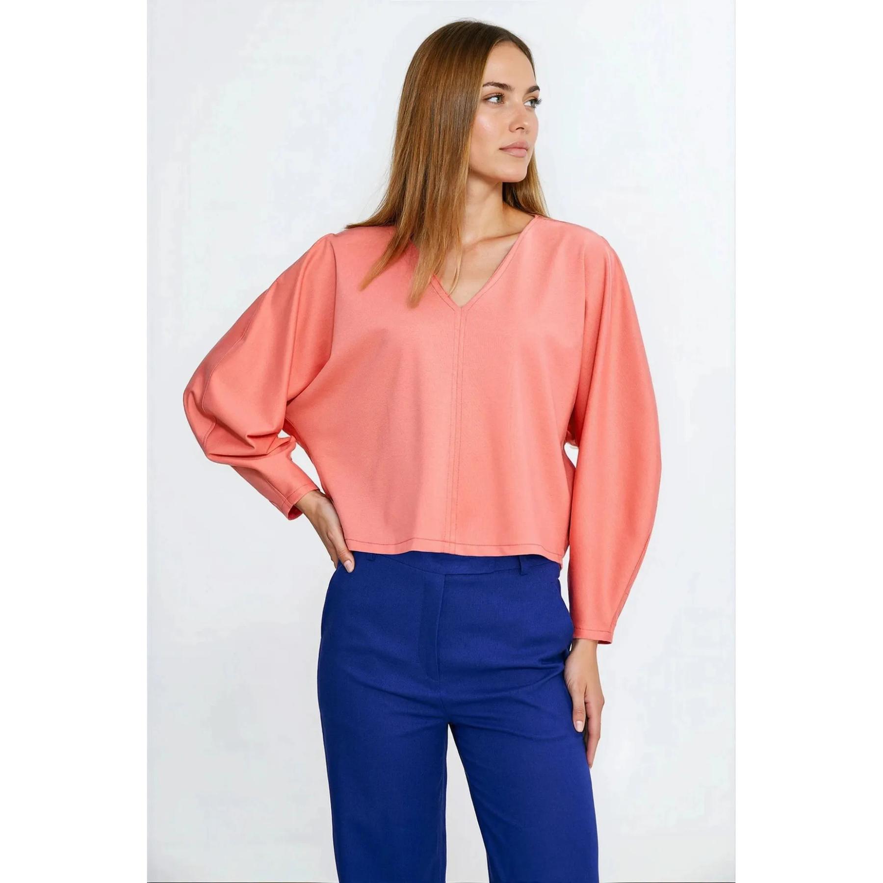 Blusa oversize con maniche a palloncino donna
