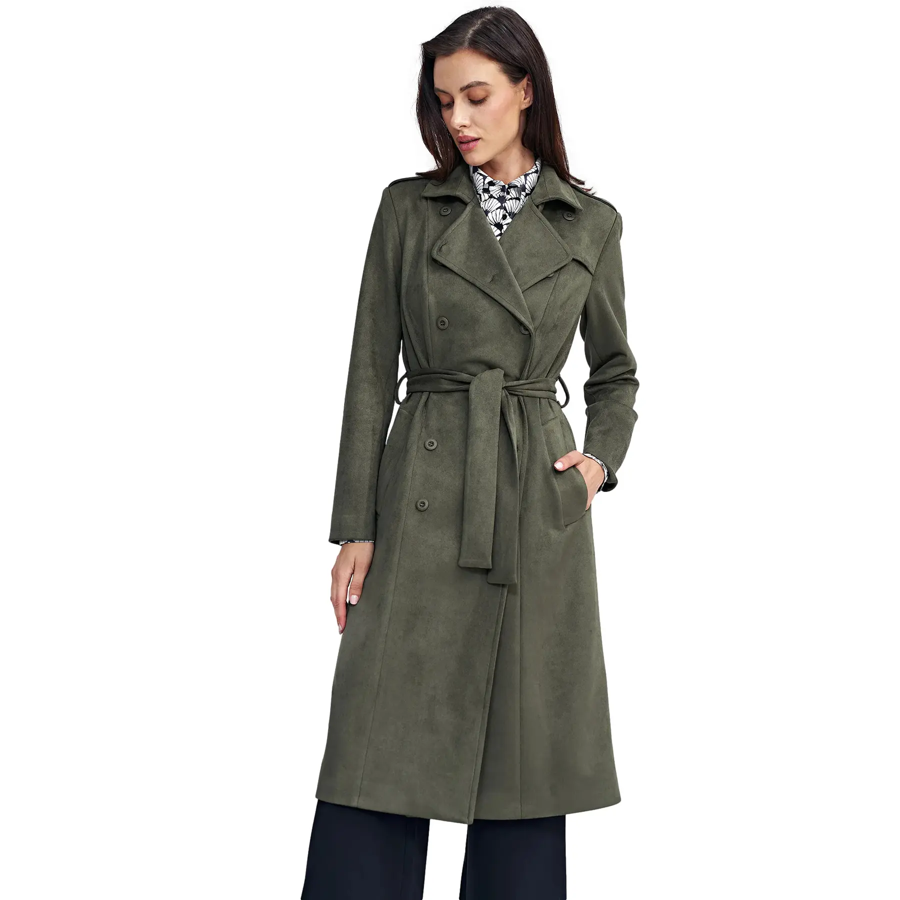 5908292740800 - Damen Doppelreihermantel Nubuck