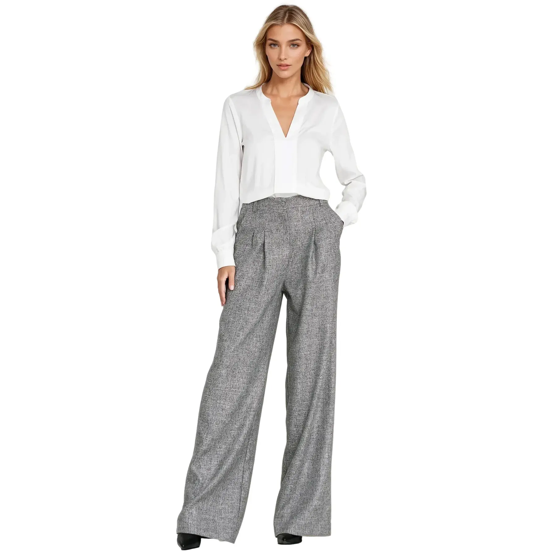 5908292748721 - Damenhose mit Falten Wide Leg