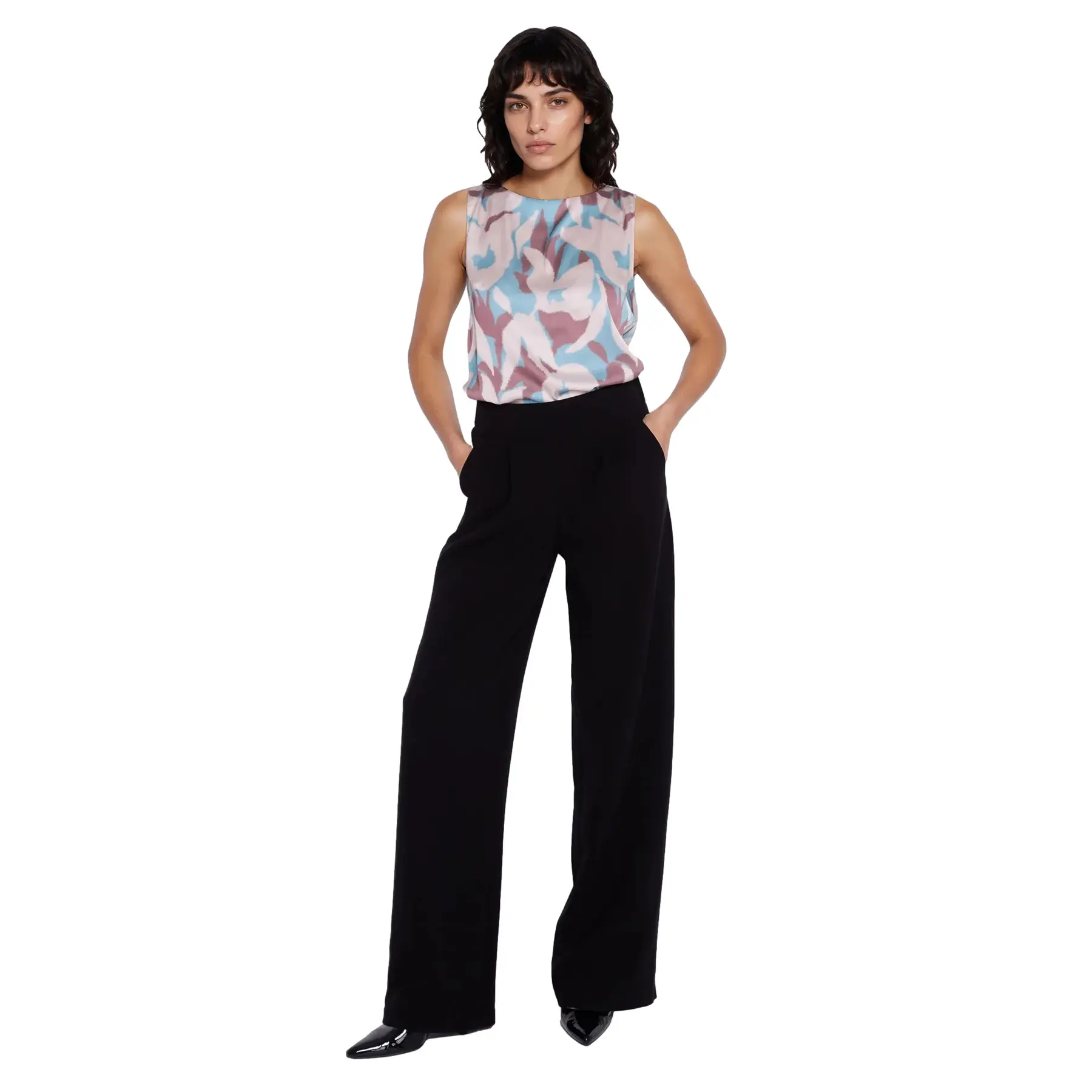 Hose mit hoher Taille und Falten Damen Nife