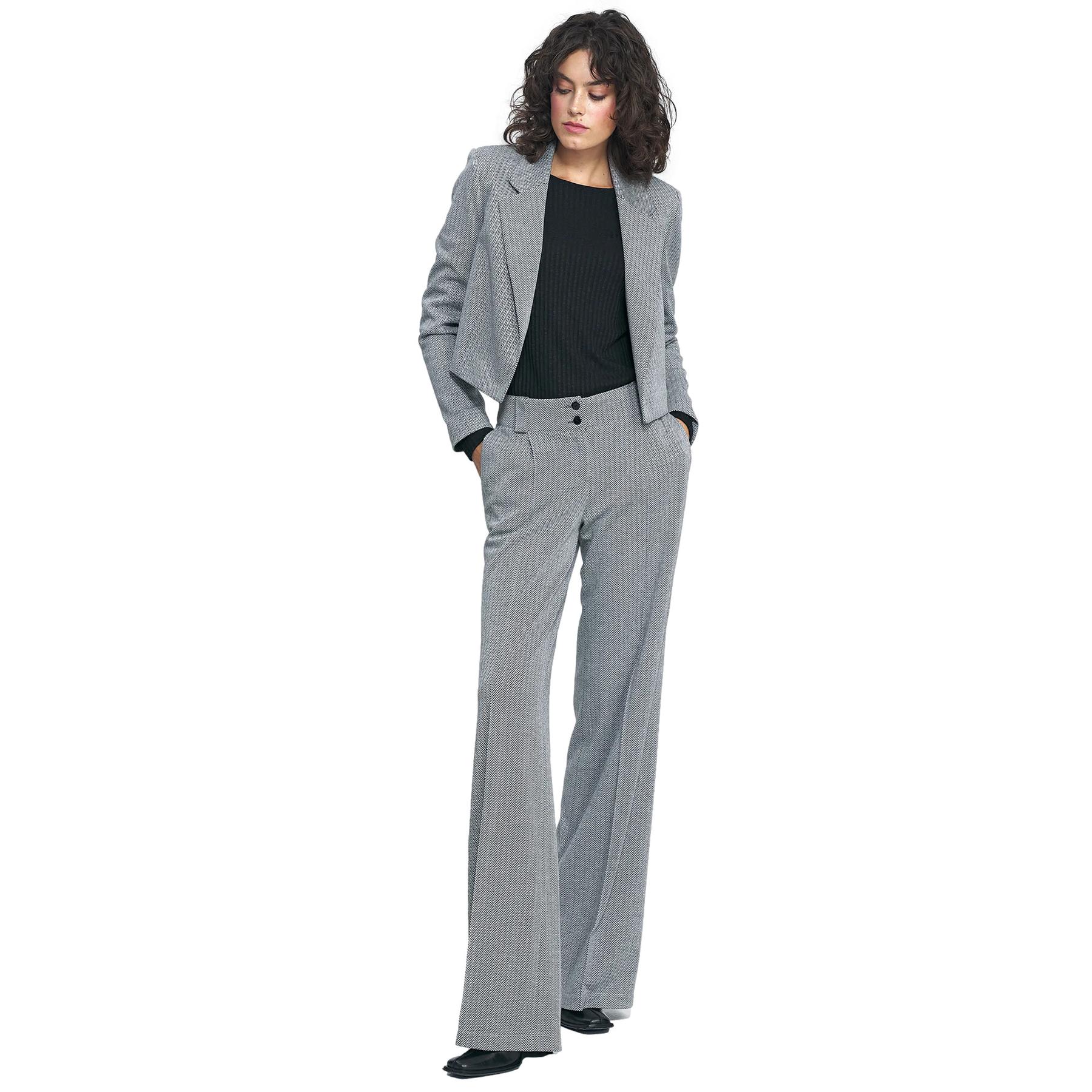 5908292731365 - Schwarzer Hosen mit Zickzackmuster für Frauen Nife