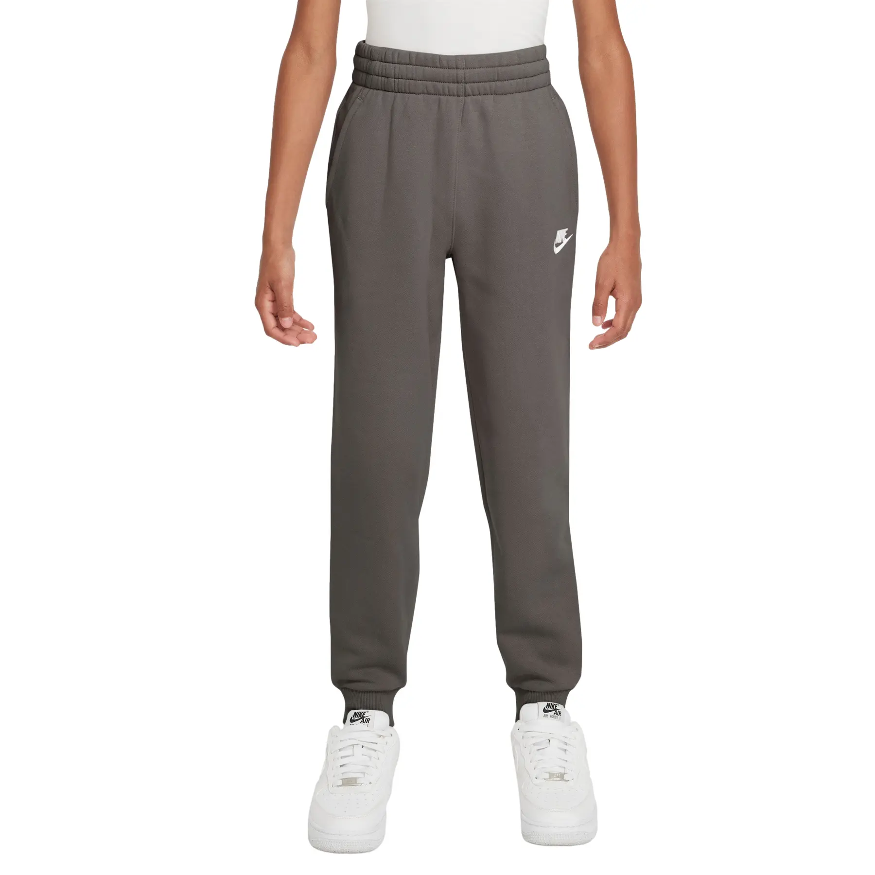 Nike k nsw club flc jggr lbr in de kleur grijs.