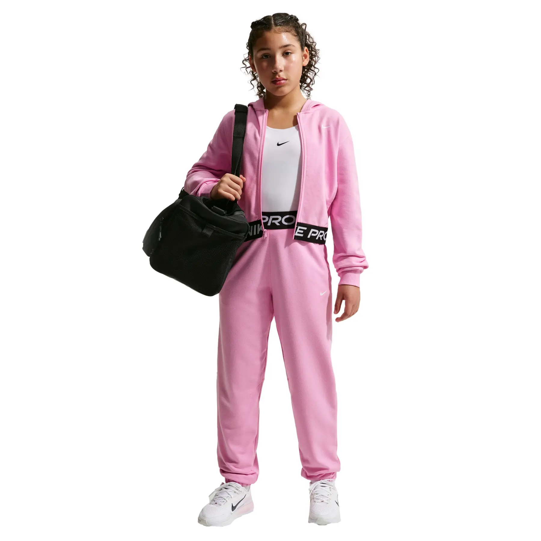Nike Girls' Pro Dri-FIT Fleece Joggers Junior - Roze - Kind, Roze 10-12Y