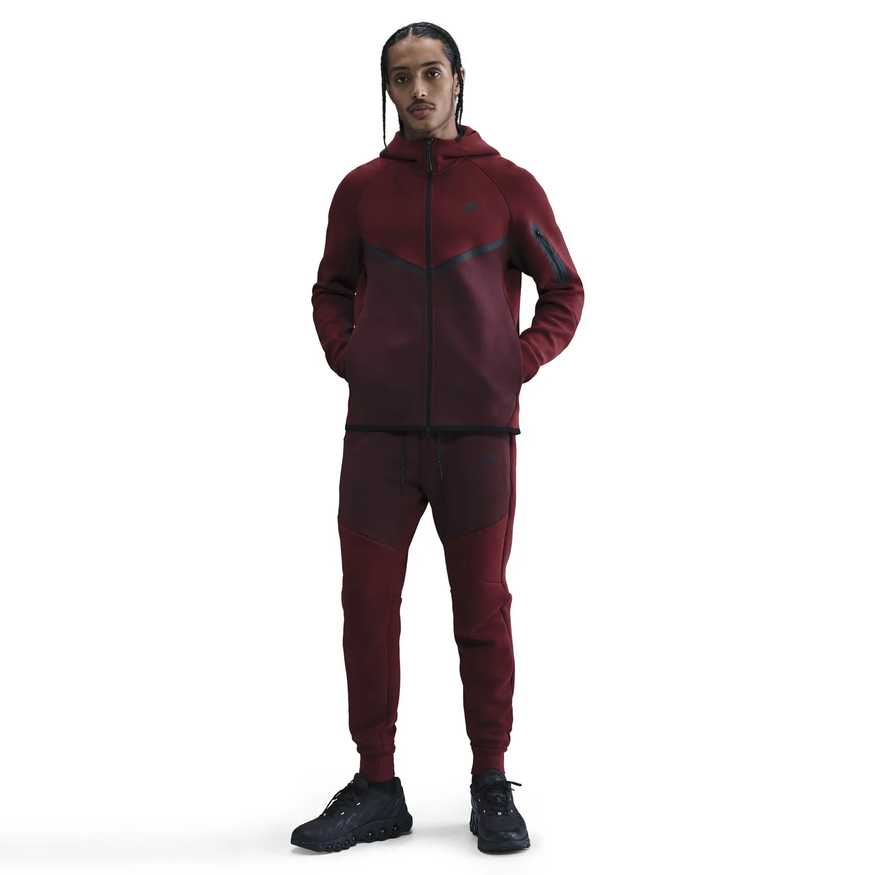 Hooded jacket Nike Tech | Foot-Store Nike Tech Woven Windbreaker Hooded Jacket Burgundy HM7151 Men\'s Small NWT $145 main image 0
