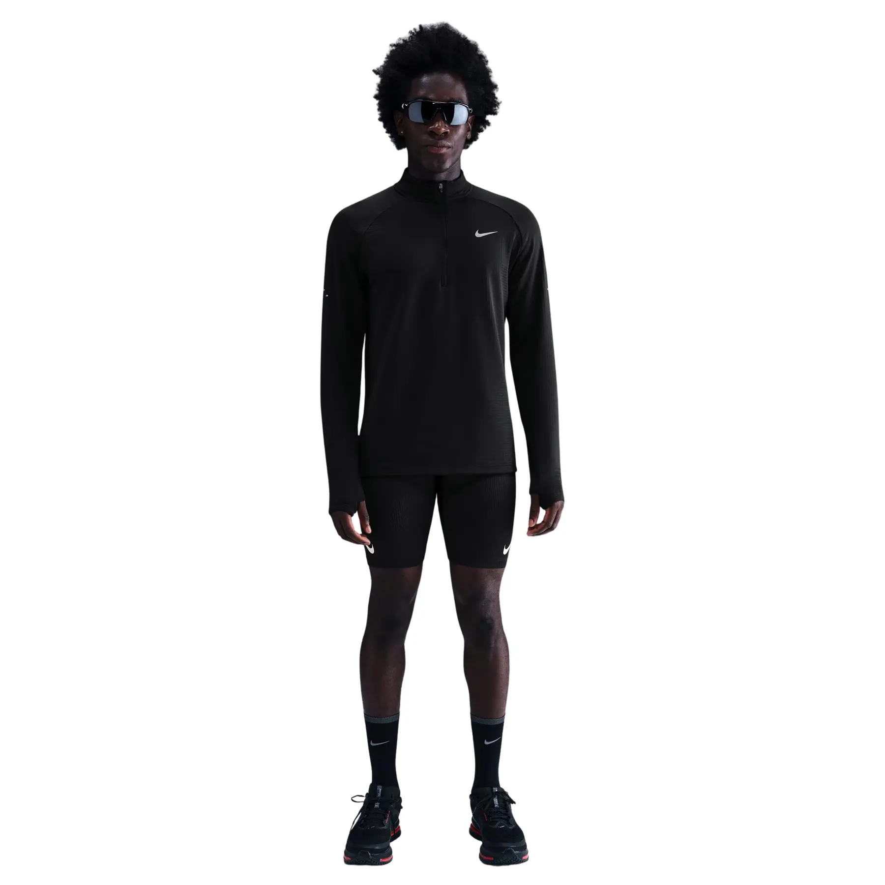 Nike Men's Noir Long Sleeve Half-Zip Top Stride