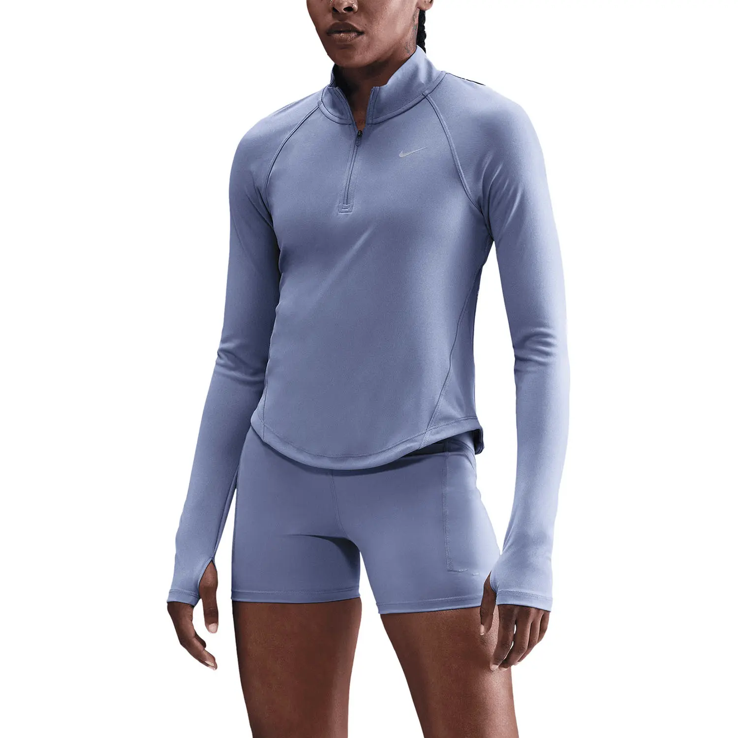 Damen Langarm-Halbzip-Trikot Tempo Swoosh - Bleu - female - Size: M