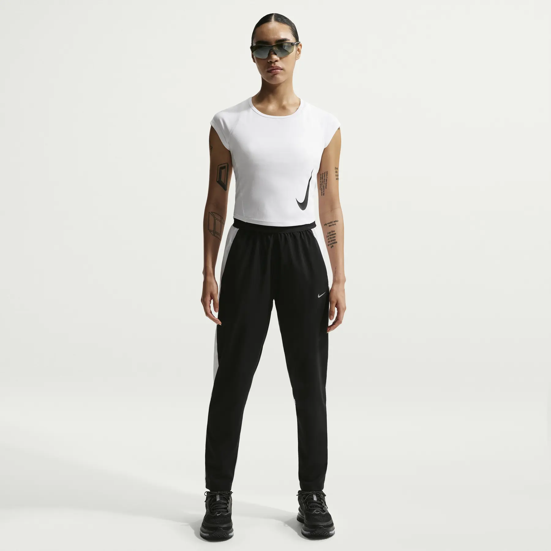 Nike Women's Blanc Swimsuit Tempo Swoosh