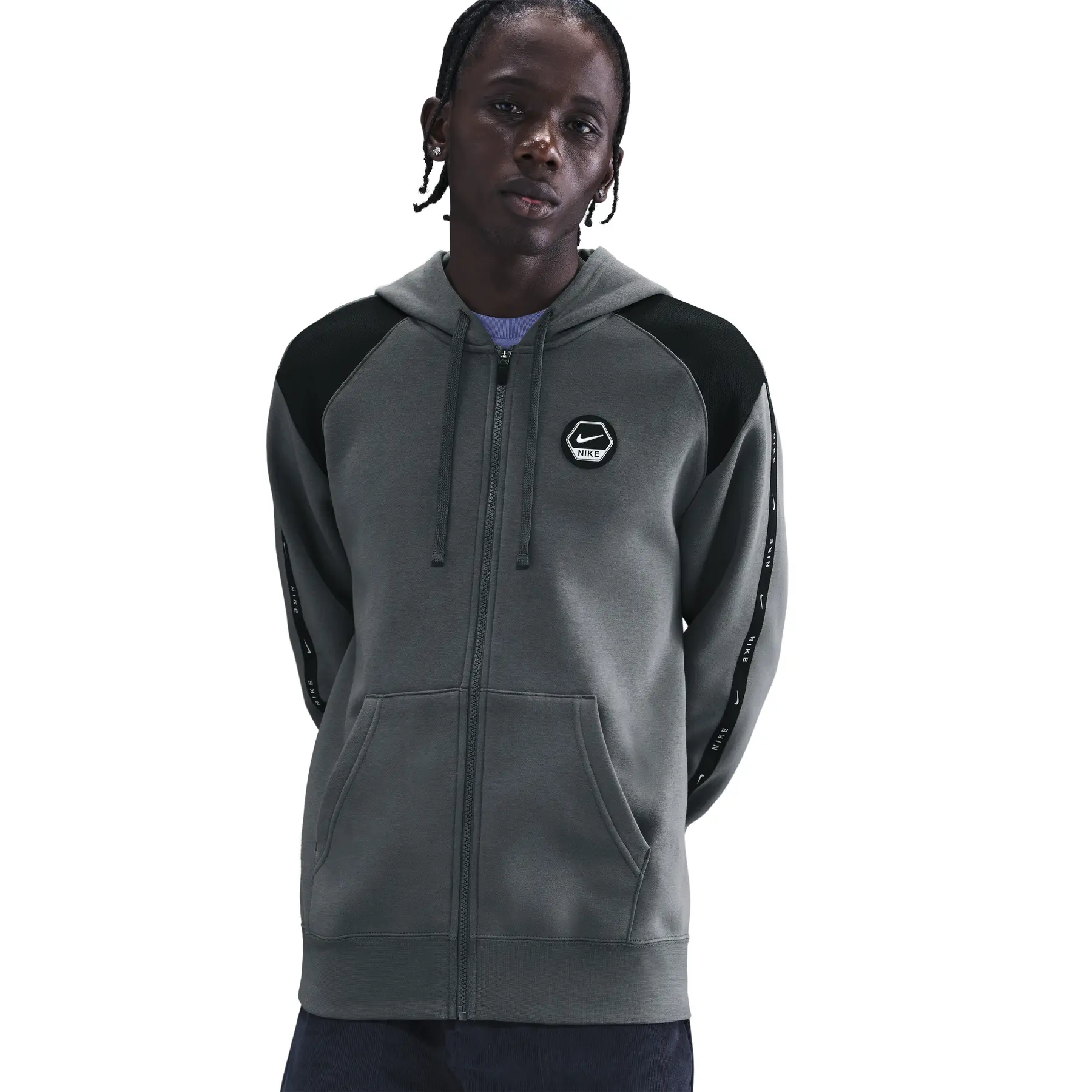 Nike Men's Gris Hooded Sweatshirt Club