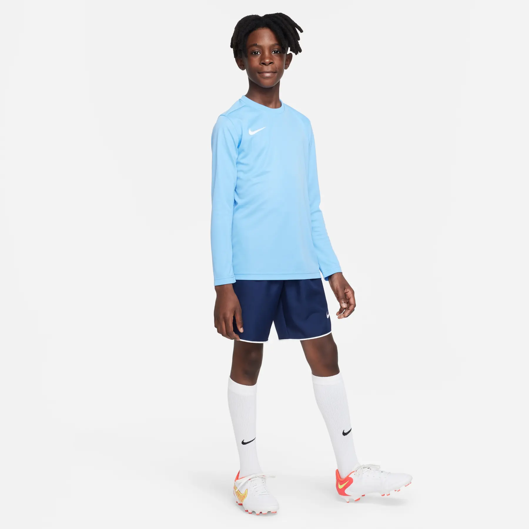 Nike Dri-FIT フェデラー モデル　ライトブルー Vネックゲームシャツ Kids' long-sleeve shirt Nike Dri-FIT Park VII | Foot-Store