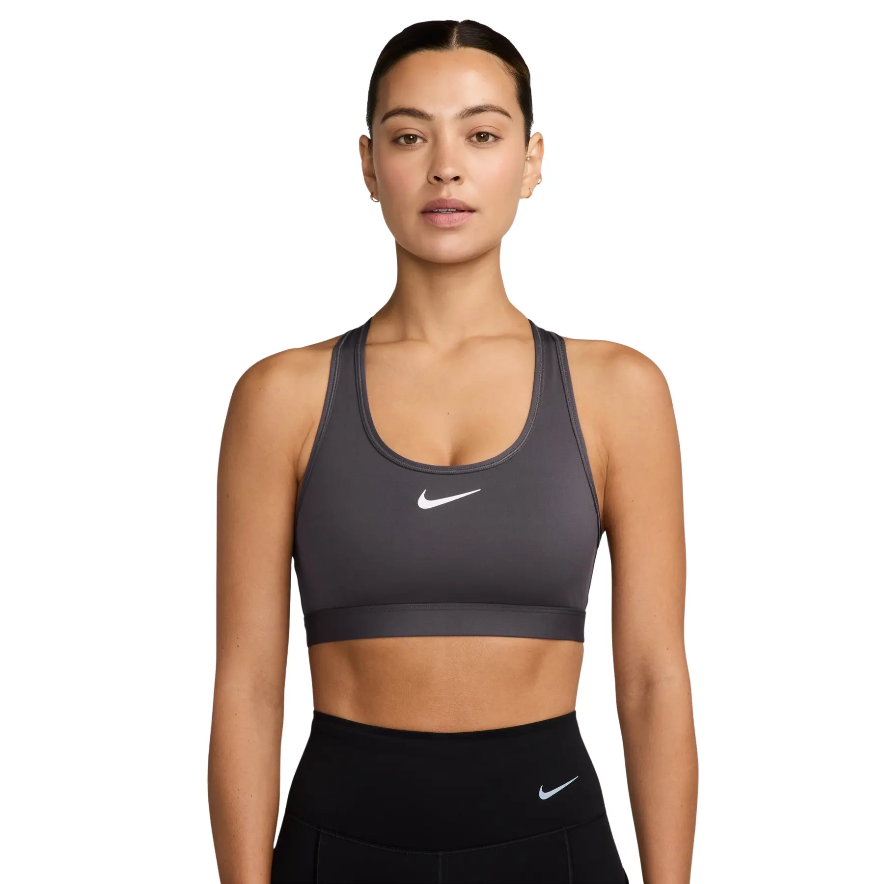 Nike Women's Gris Medium Bra Swoosh