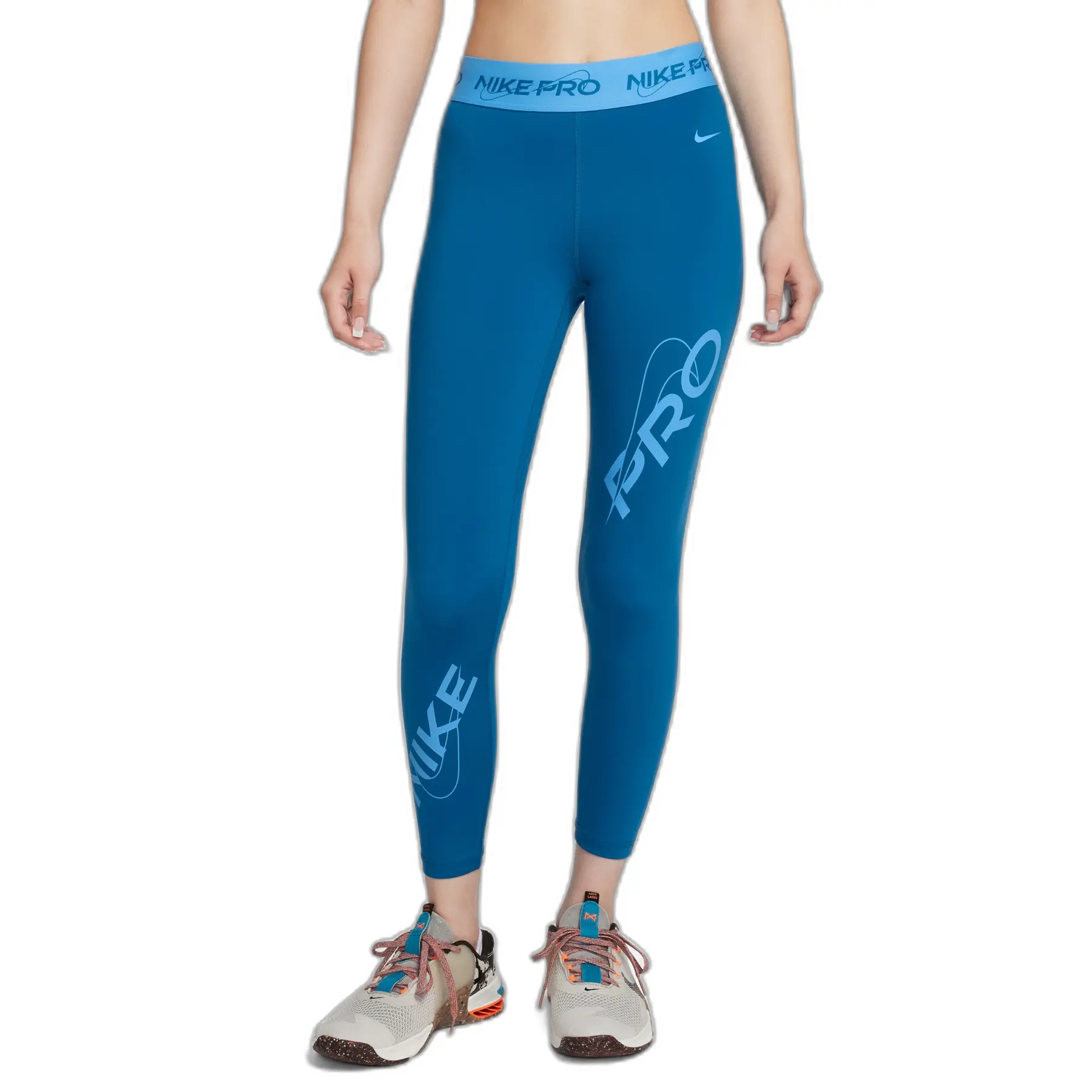 Legging 7/8 halbhoch Frau Pro Dri-FIT GRX - Bleu - female - Size: S