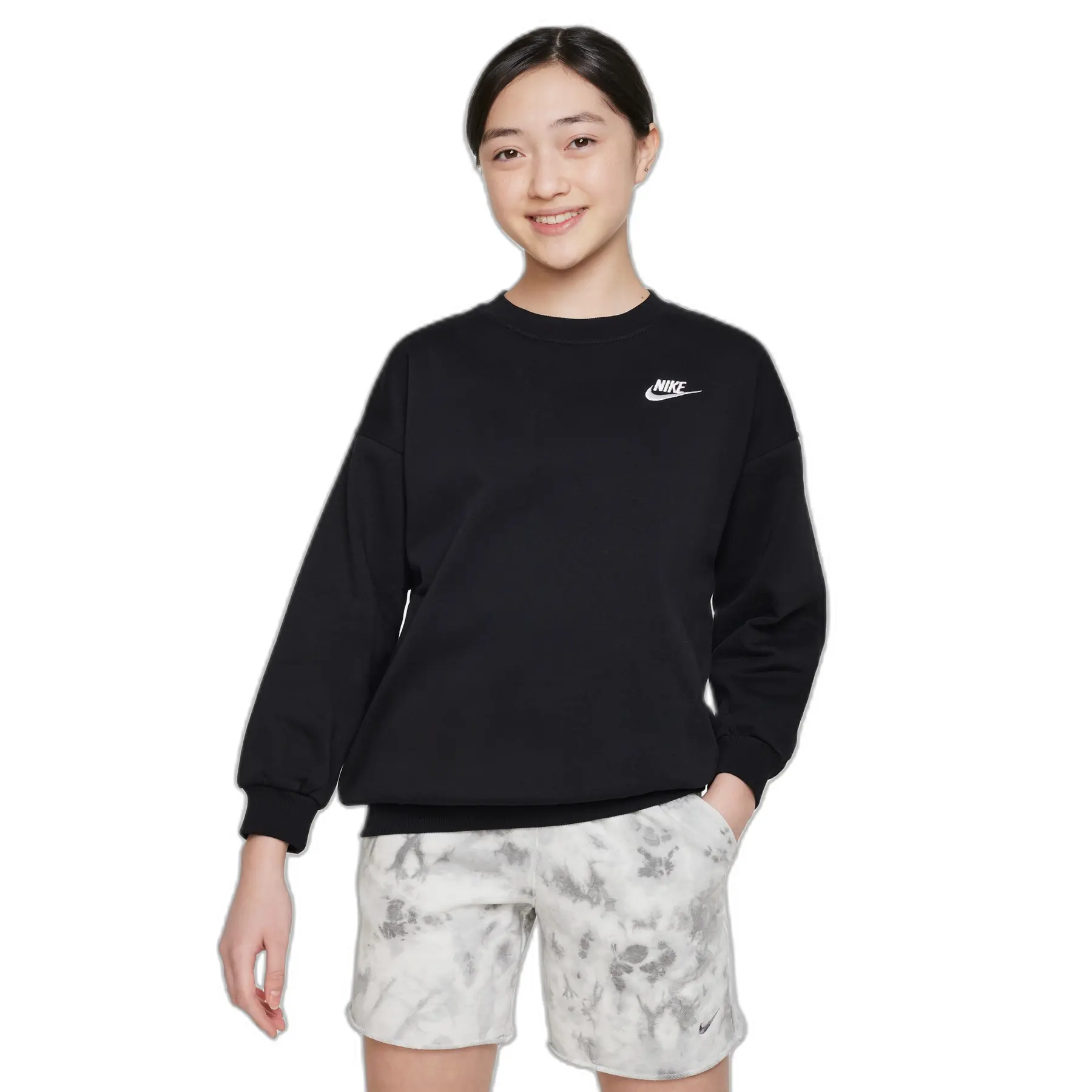 Sweatshirt Für Mädchen Mit Rundhalsausschnitt Nike Club Fleece Oversized Lbr