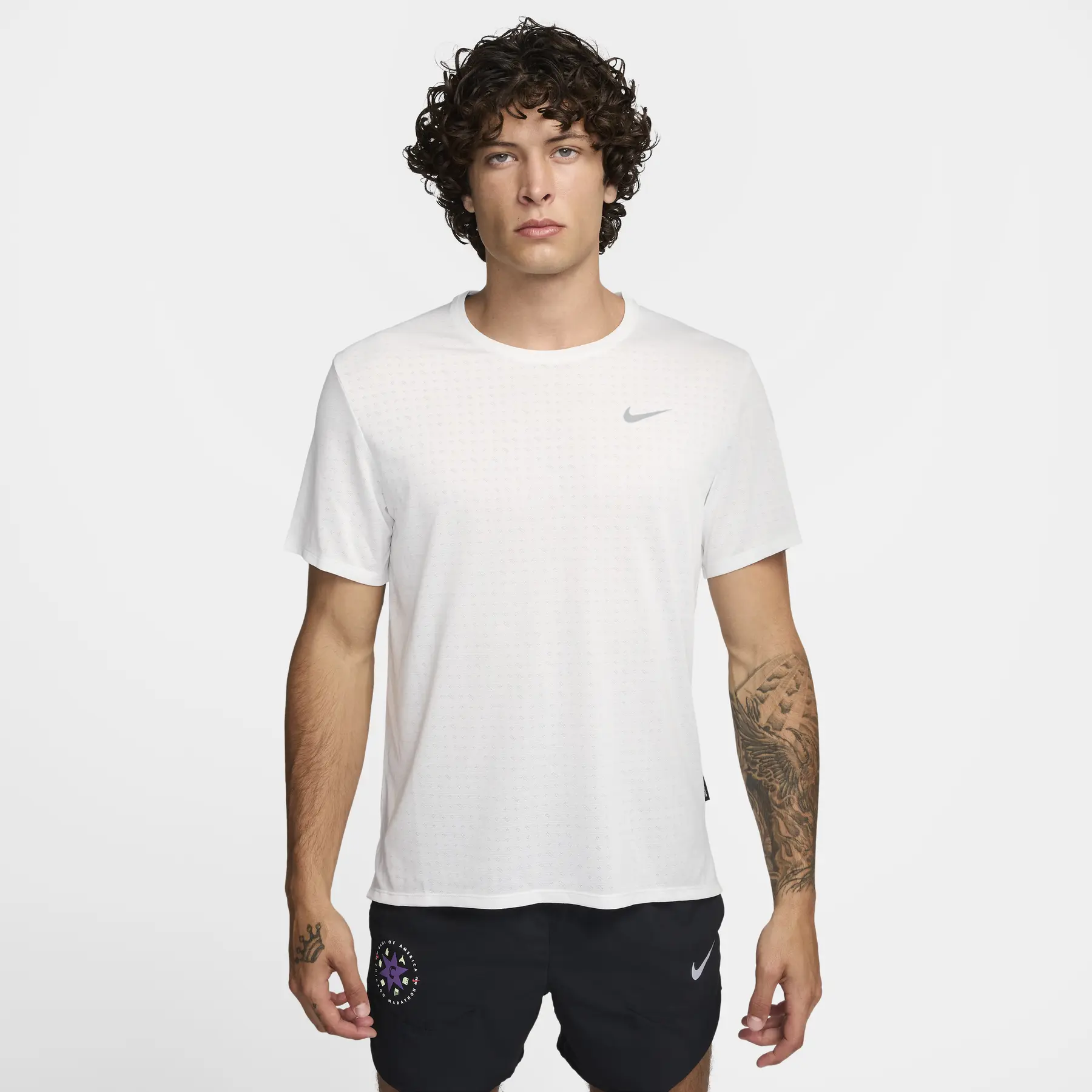 Nike Blanc Maglia Miler Breathe Dri-Fit