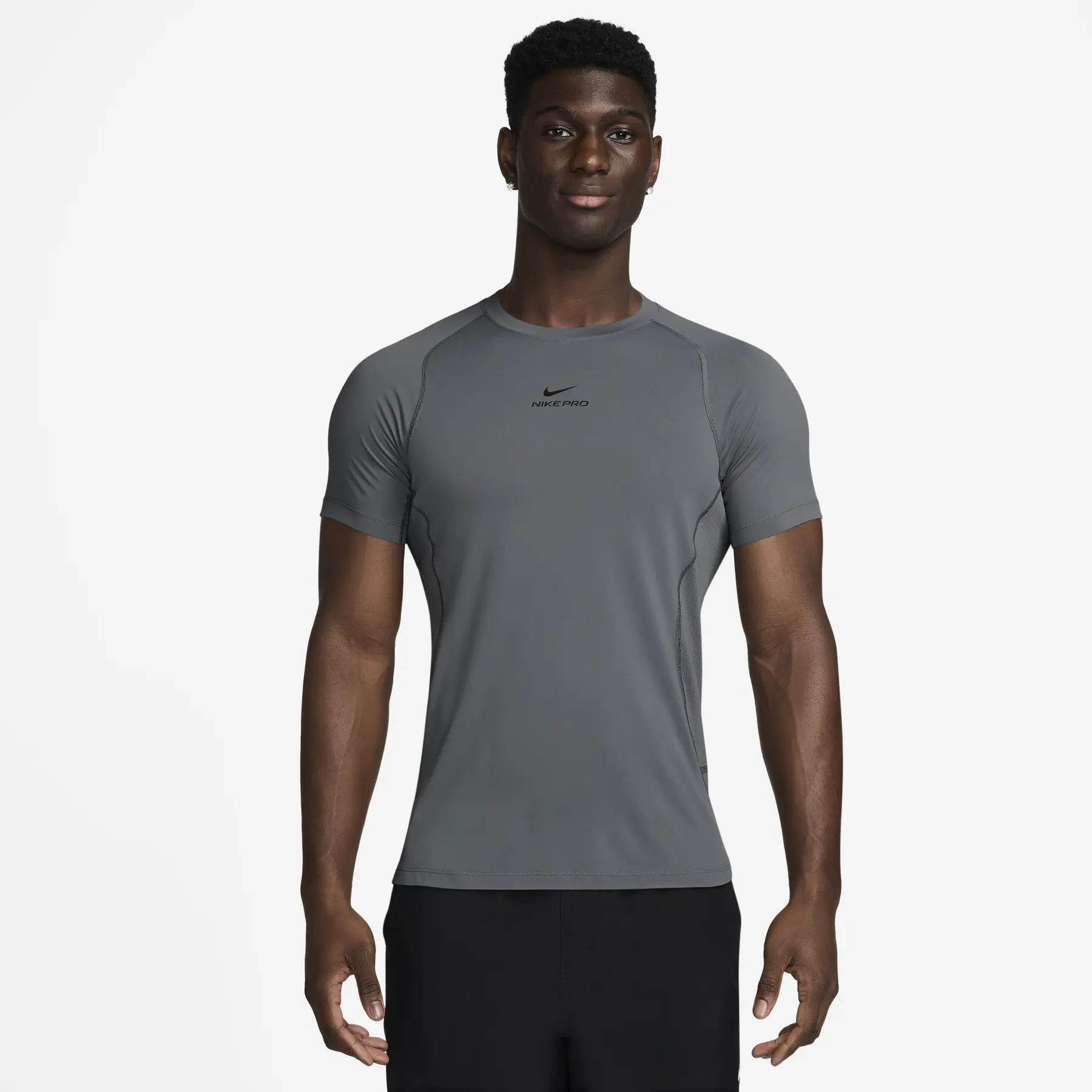 Nike Men's Gris T-Shirt Pro Dri-Fit