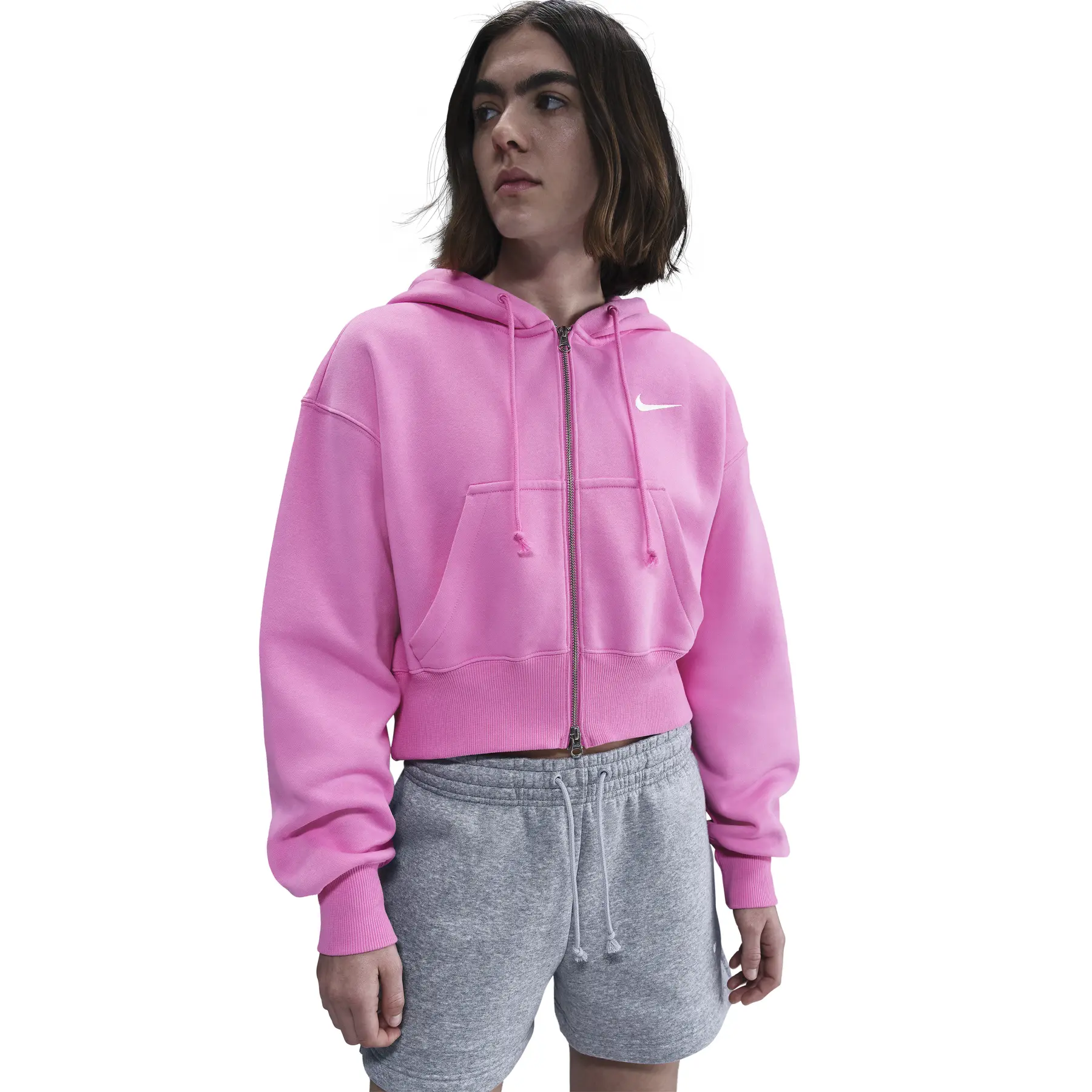 0198482163761 - Sweatshirt à capuche zippé court et ample femme Phoenix