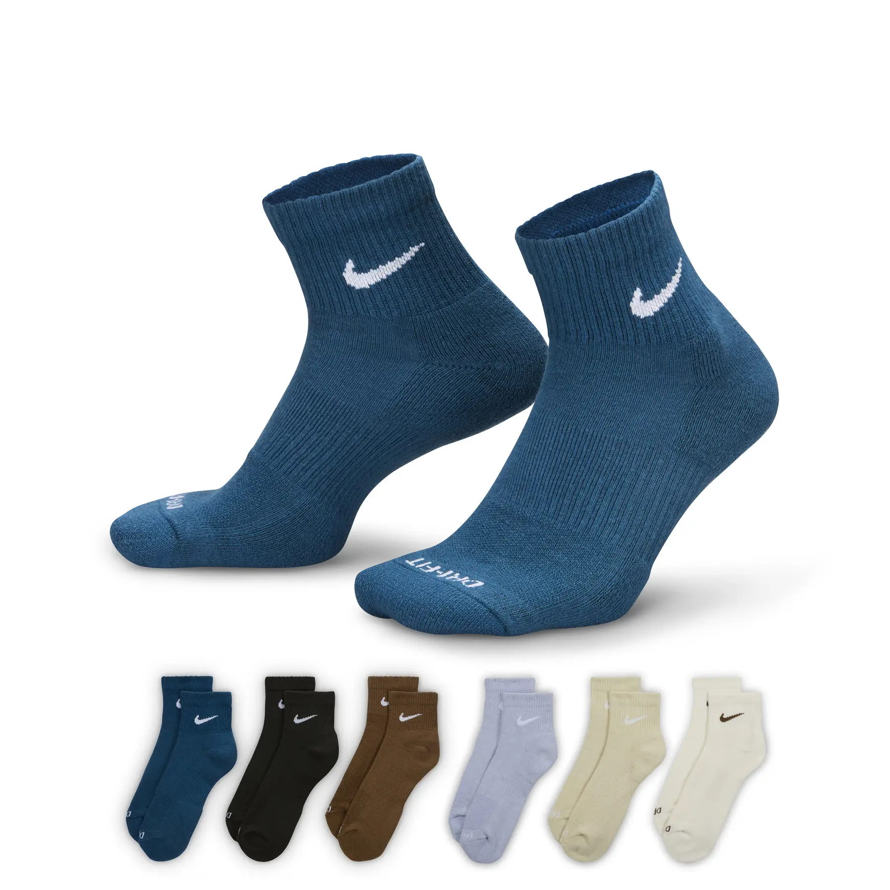 Nike Unisex Bleu Football Socks Everyday Plus Cushioned (X6)