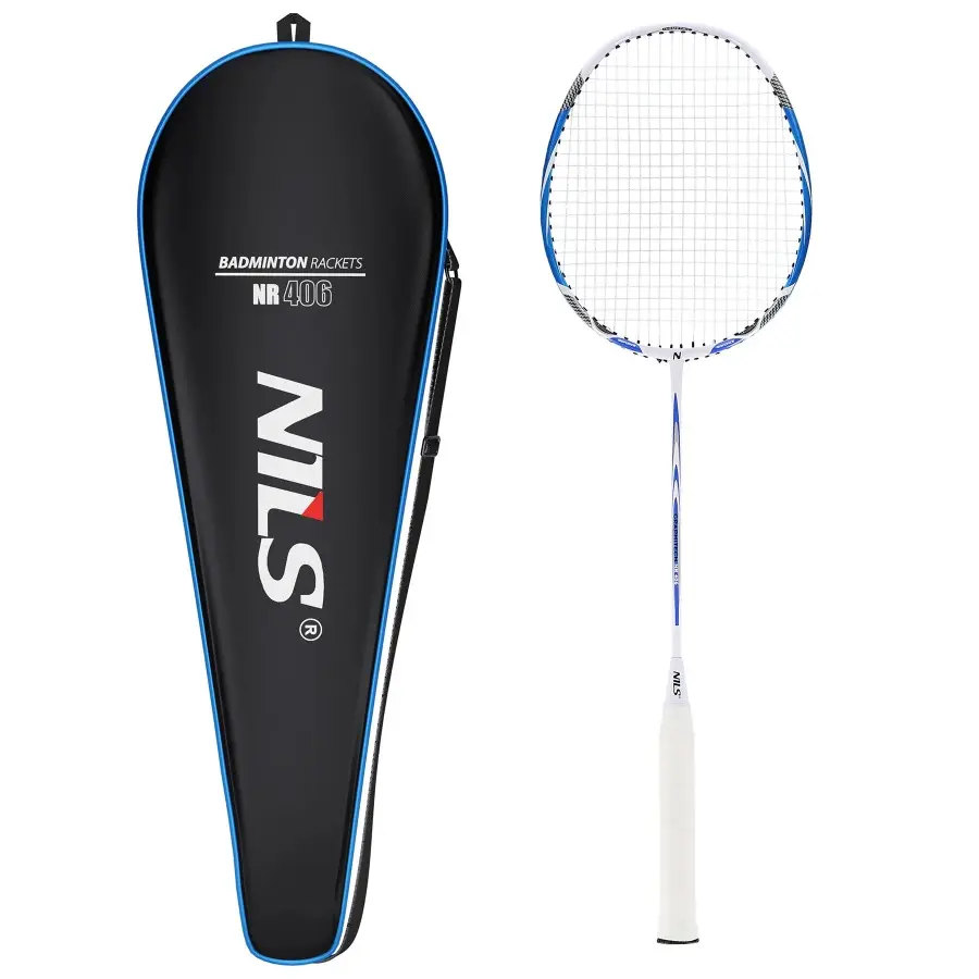 Badminton-Schläger aus Kohlefaser + Tasche NILS NR406