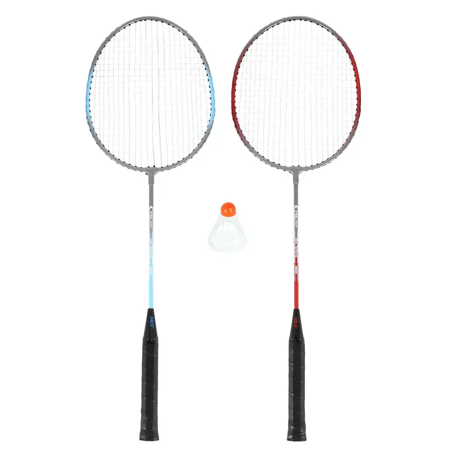 Badmintonschläger aus Stahl + Federball NILS NRZ002 (x3)