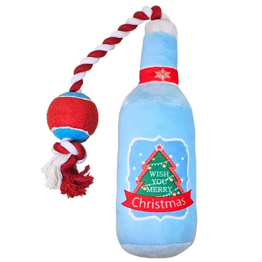 Meilleurs prix pour Peluche pour chien bouteille avec corde et balle Nobby Pet Xmas
