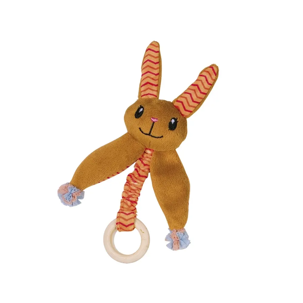 Nobby Pet Orange Soft Toy For Cats With A Wooden Ring Hase