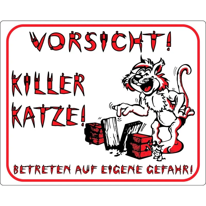 Nobby Pet Blanc Dog Display Sign Vorsicht! Killer Katze