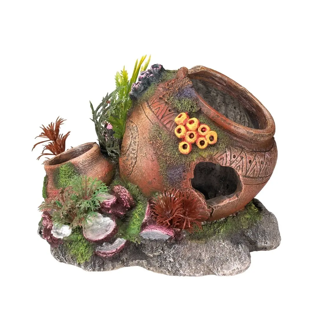 Comparer les prix de Décoration d'aquarium avec coquillages et plantes Nobby Pet Amphore