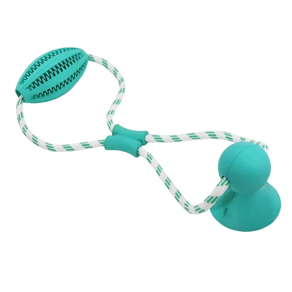 Nobby Pet Turquoise Rubber Ball With Rope For Dogs Dental Line