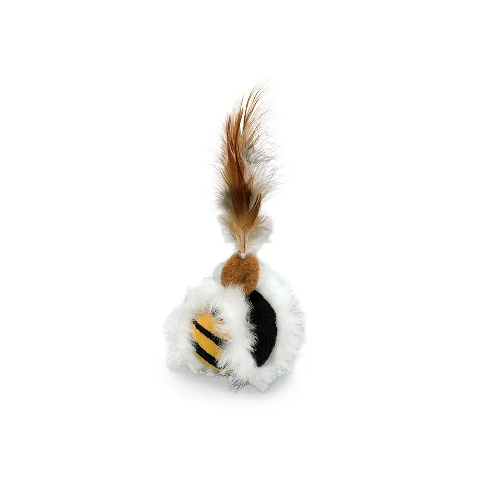 Nobby Pet Blanc Plush Cat Ball With Feathers, With Catnip