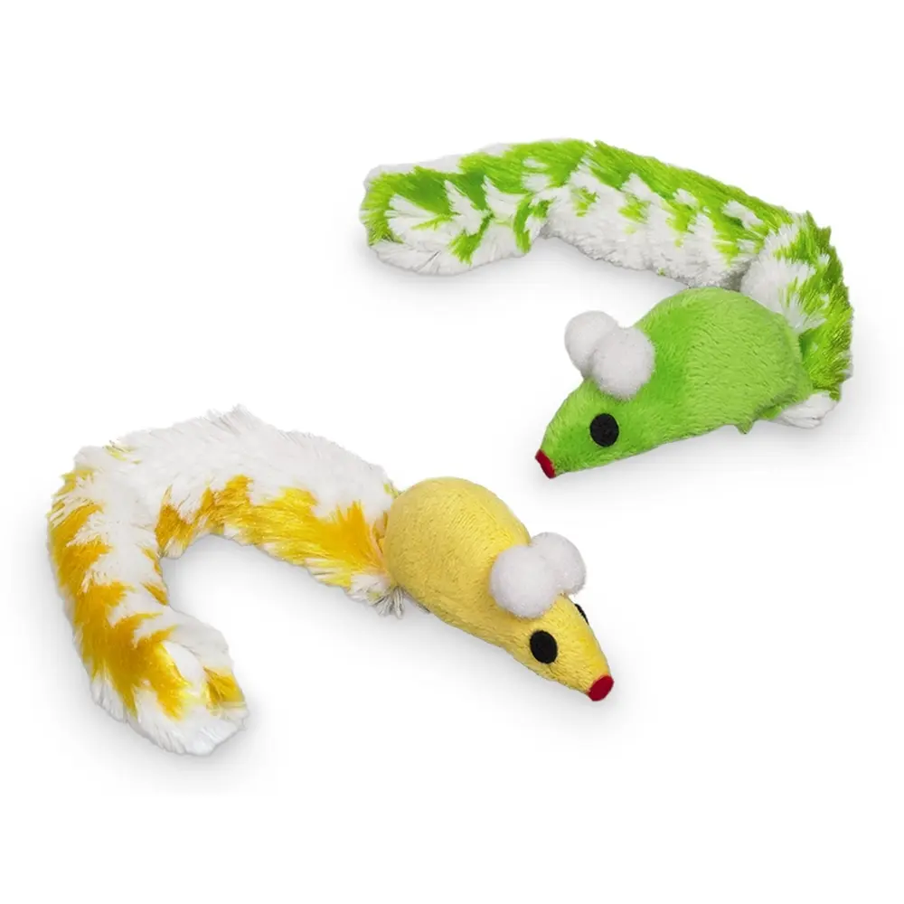 Nobby Pet Jaune Plush Cat Toy Mouse With Plush Tail, Catnip
