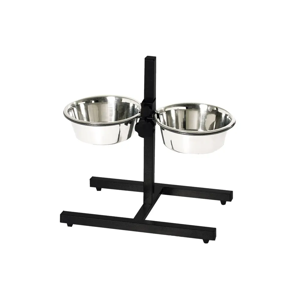Nobby Pet Argenté Adjustable Bowl Holder Including Bowls Diner Bar 1,50 Ltr