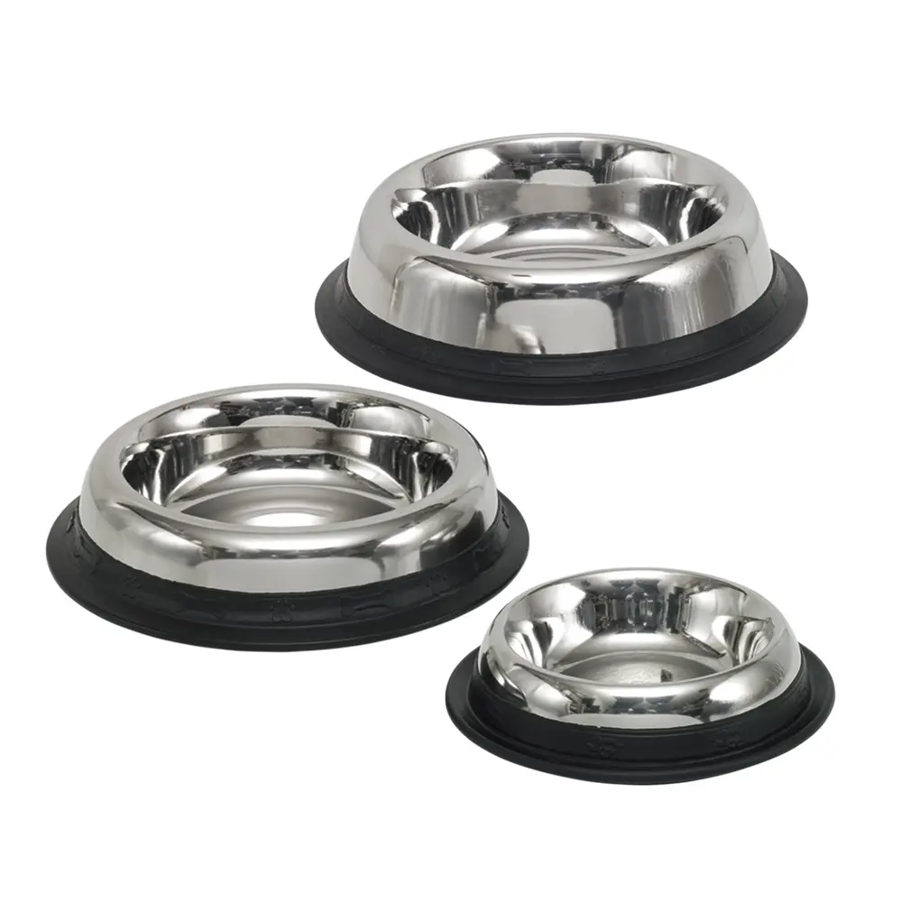 Nobby Pet Argenté Stainless Steel Flat Non-Slip Dog Bowls Royal