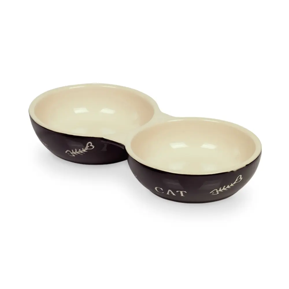 Nobby Pet Noir Ceramic Double Bowl For Cats Cat
