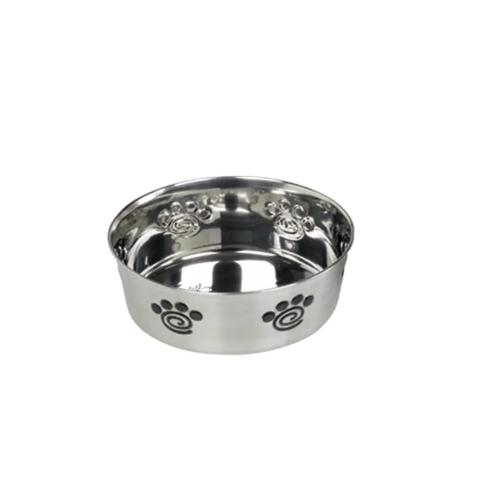 Nobby Pet Argenté Non-Slip Stainless Steel Dog Bowls Heavy Spiral