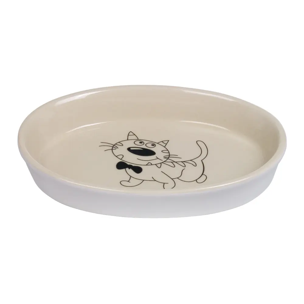 Nobby Pet Beige Ceramic Oval Cat Bowl