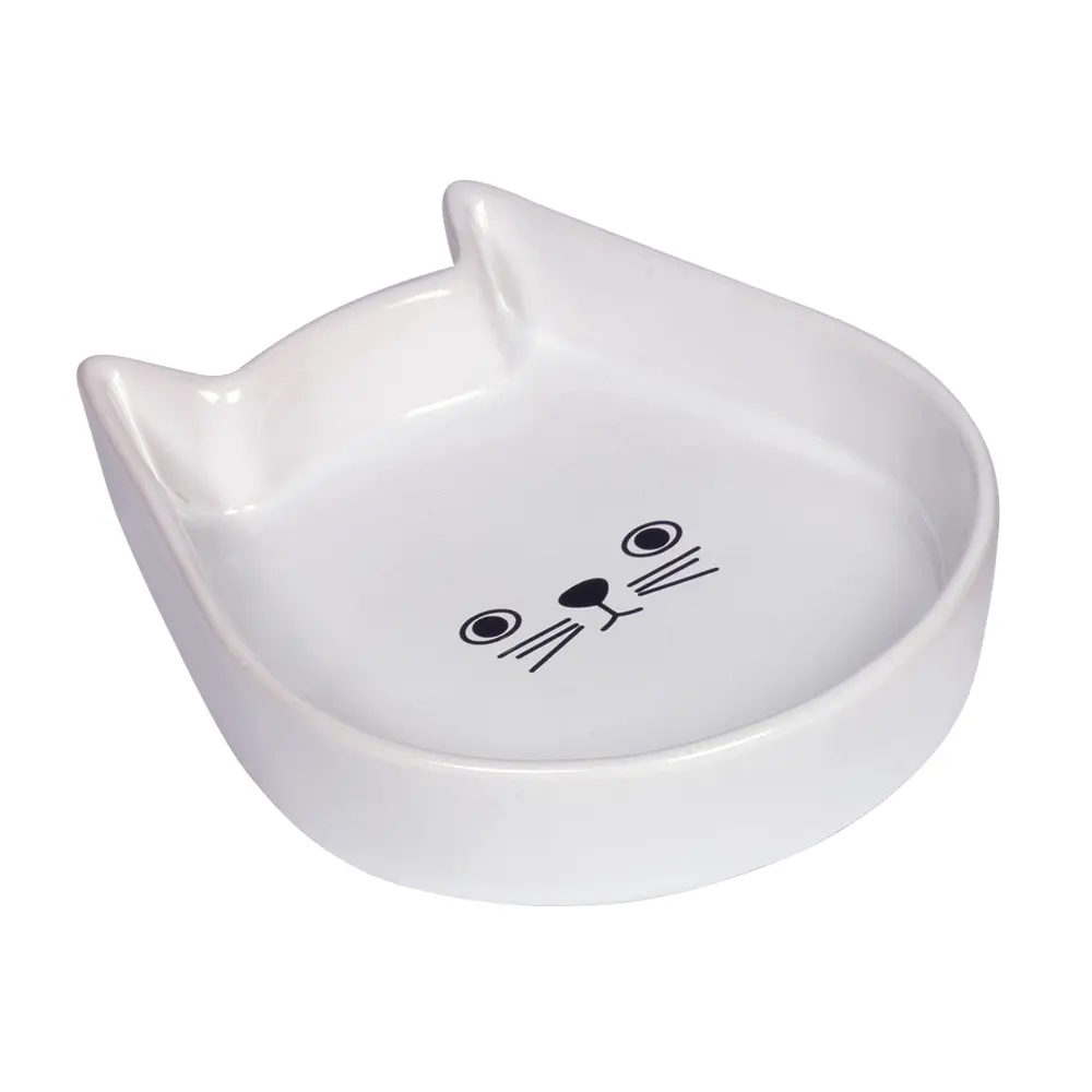Nobby Pet Blanc Ceramic Cat Bowls Kitty Face