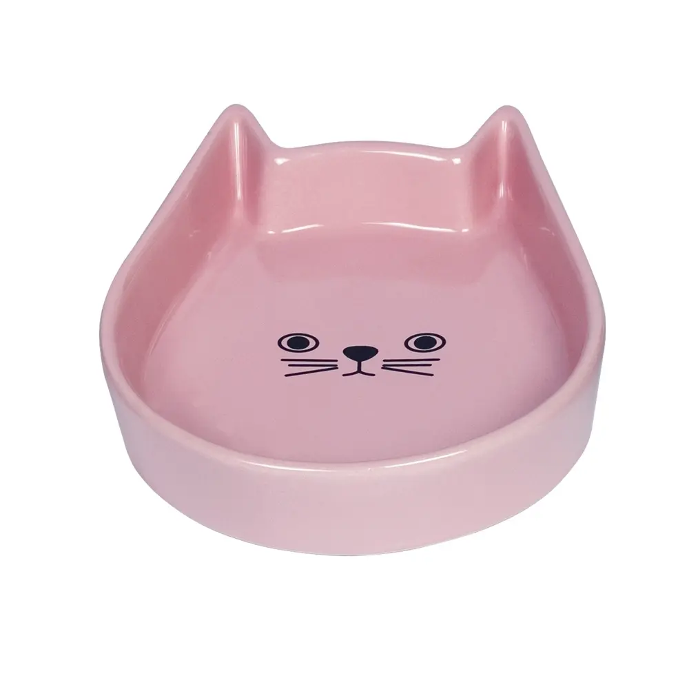 Nobby Pet Rose Ceramic Cat Bowls Kitty Face