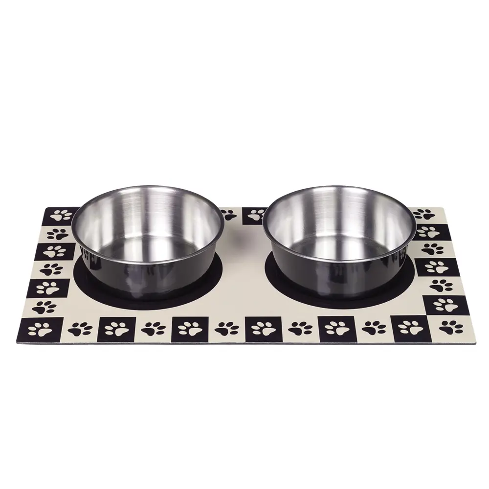 Nobby Pet Beige Magnetic Dog Bowls With Tray (X2)