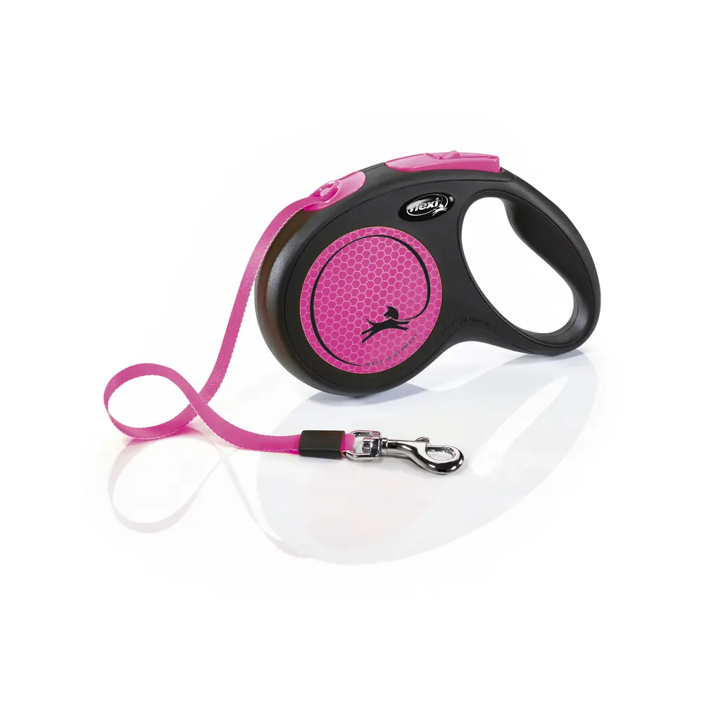 Nobby Pet Rose Webbing Dog Leash Flexi New Neon