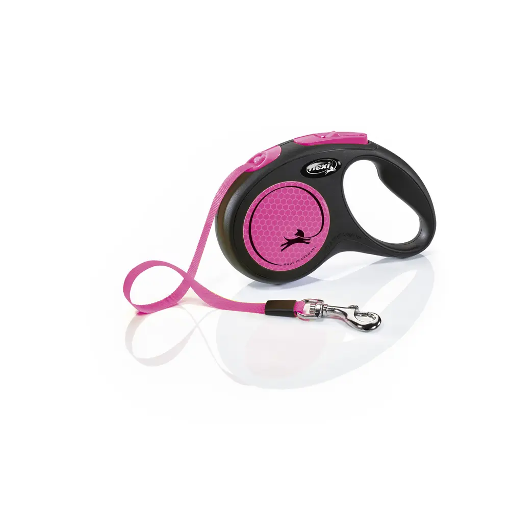 Nobby Pet Rose Webbing Dog Leash Flexi New Neon
