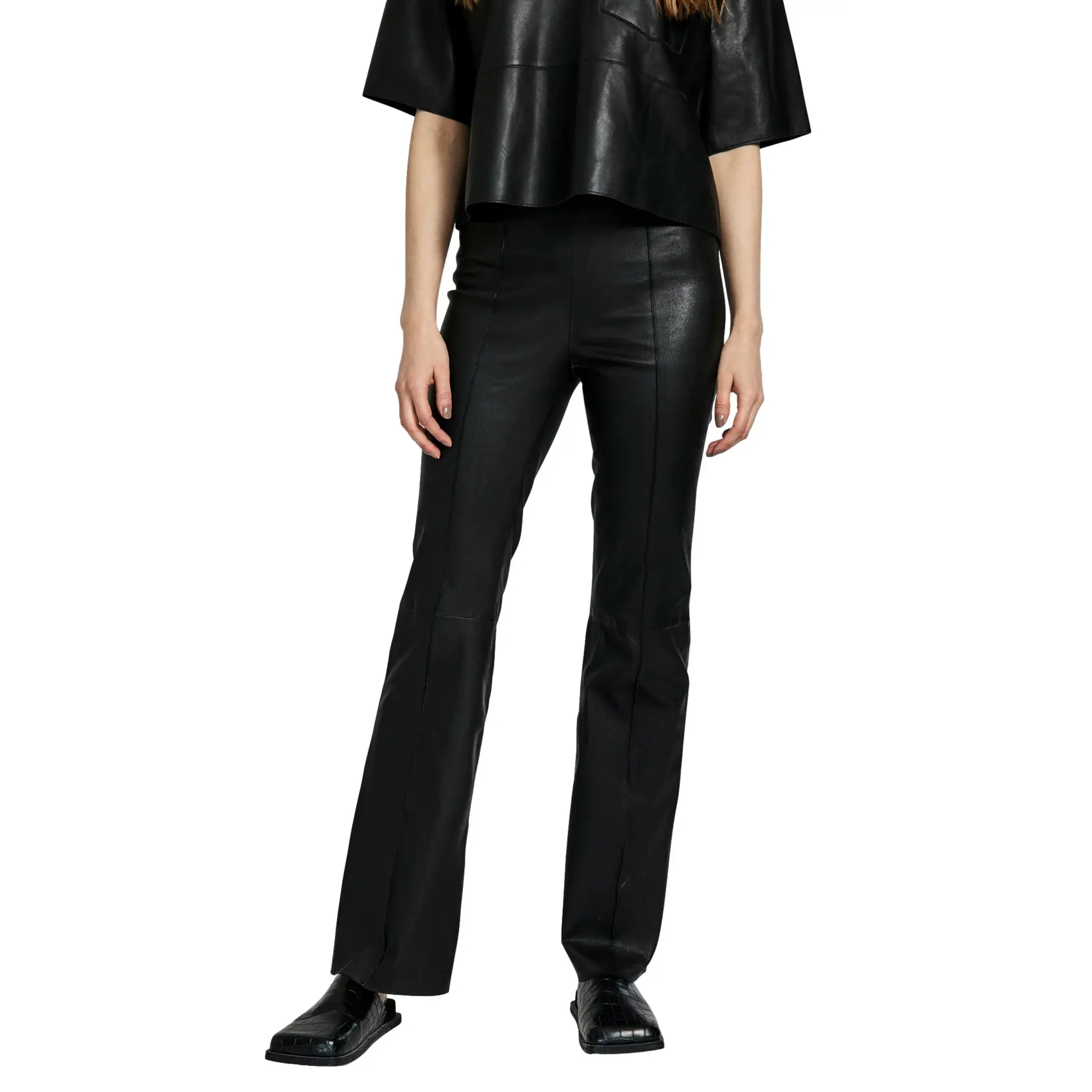 Leder Bootcut Hose für Damen Norr Celia
