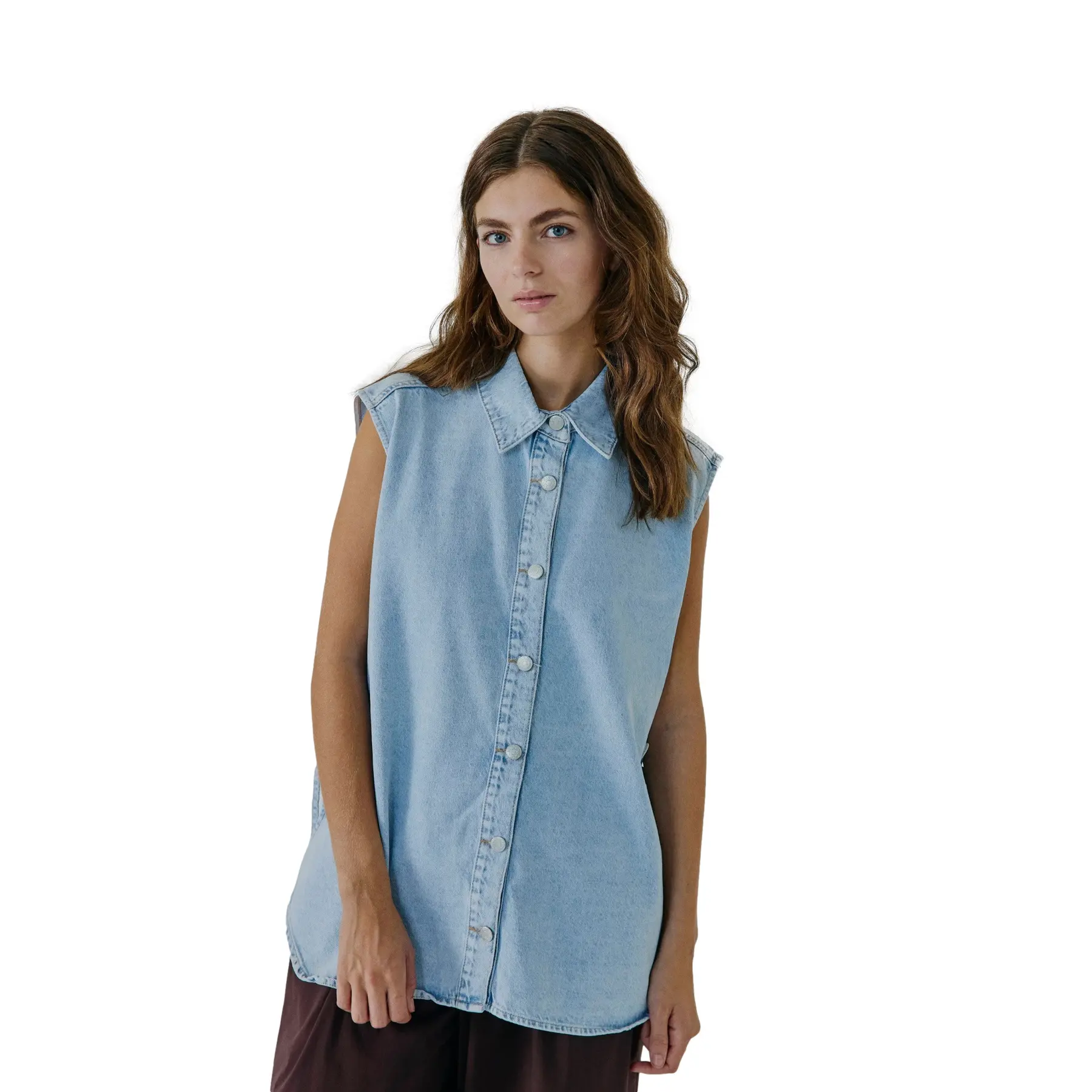 Ärmellose Jeans-Überbluse Damen Norr Lai