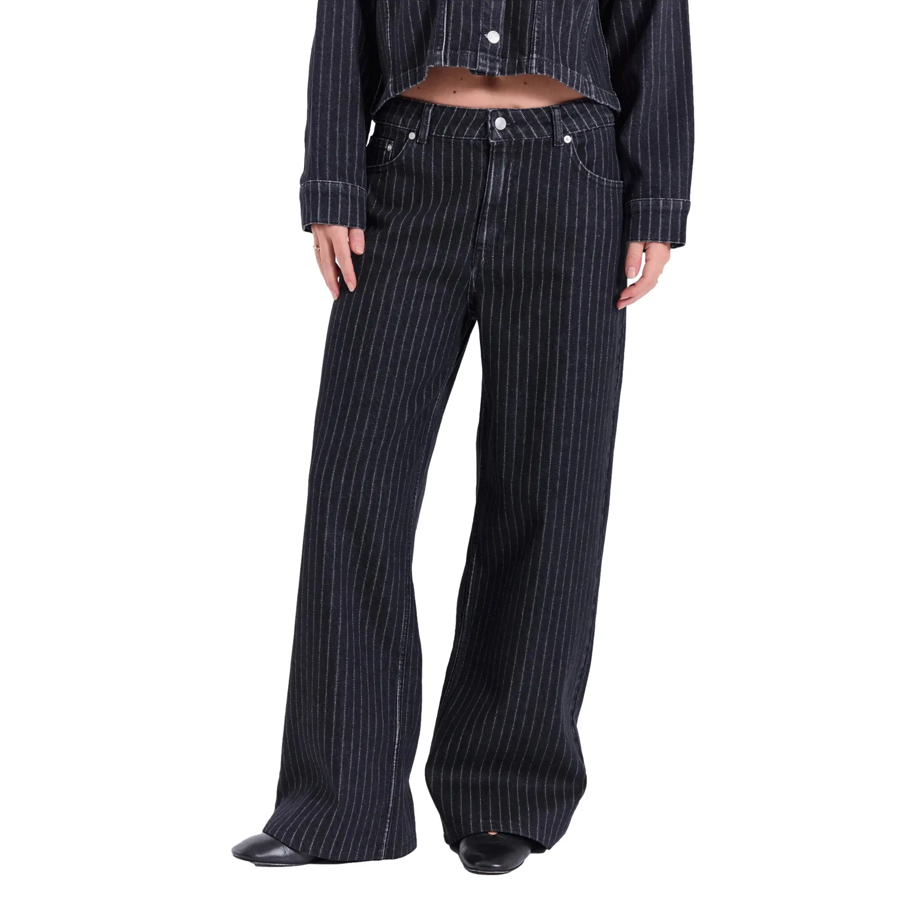 Jeans a gamba larga a righe donna  Hannali AOP