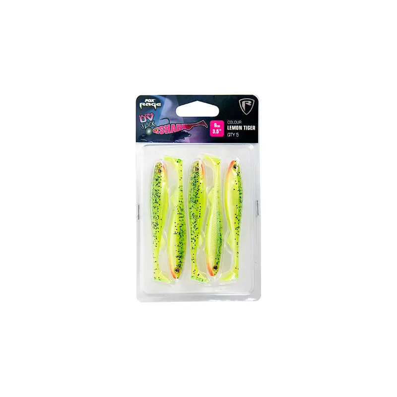 Weicher Köder Fox Rage slick shad ultra UV lemontiger 3.5" x 5